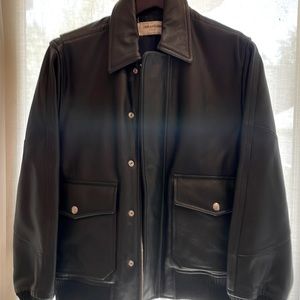 Zadig oversized black leather moto jacket